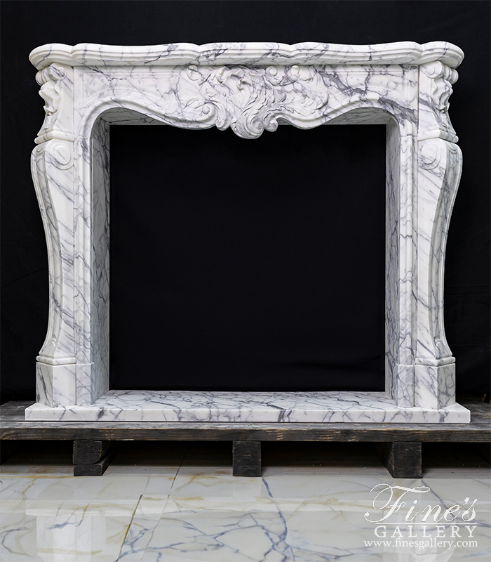 Marble Fireplaces  - Calacatta Marble Fireplace Mantel In Louis XVII Style - MFP-2409